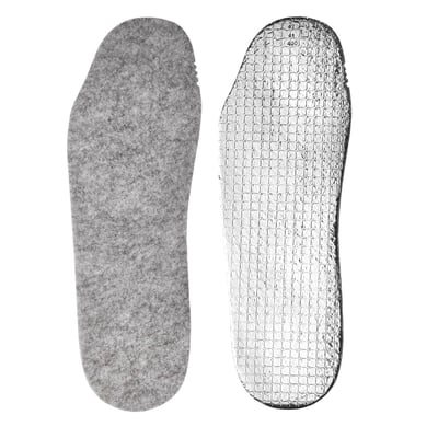 Sika Footwear Indlægssål 68145 Thermo, str. 39-40, viser filt-siden og folie-siden på hvid baggrund.