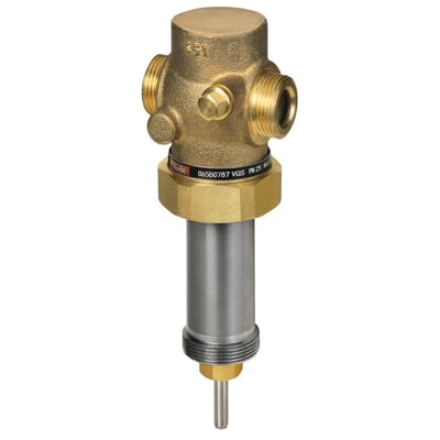 Danfoss VGS 25 vandventil i messing og stål med 1 1/4" gevind og tydelig mærkning, klar til installation.