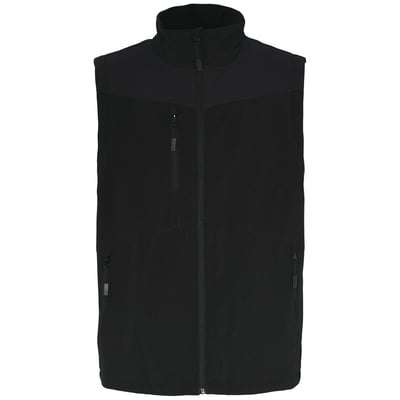 Sort foret stretchvest fra Lyngsøe Rainwear i størrelse XL med høj krave, gennemgående lynlås og bryst- samt sidelommer.