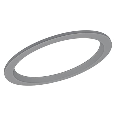 Grå Ledvance Downlight Comfort-udvidelsesring på 190 mm, vist skråt med den ovale åbning synlig.