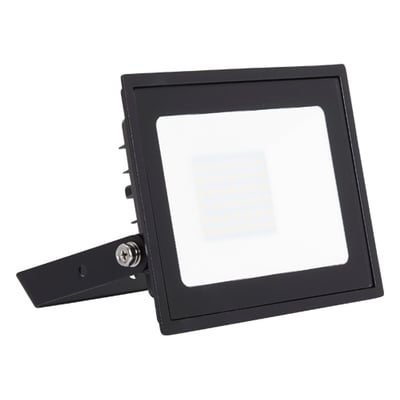 Enkel sort Ansell Lighting Eden LED projektør med den oplyste frontflade og justerbart beslag.