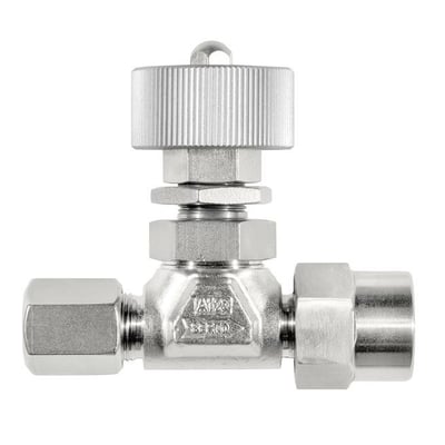 Syrefast reguleringsventil SO57021-10 fra Serto med 10 mm tilslutning i poleret stål.