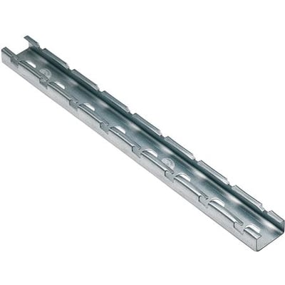 Schneider Electric bæring til loftophæng i galvaniseret stål med huller til gevindstænger og indhak til gitterbakker.