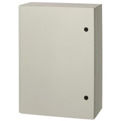 Fibox CABP vægskab i grå polyester (RAL7032) med mål 735x535x270 mm og IP66-klassificering.