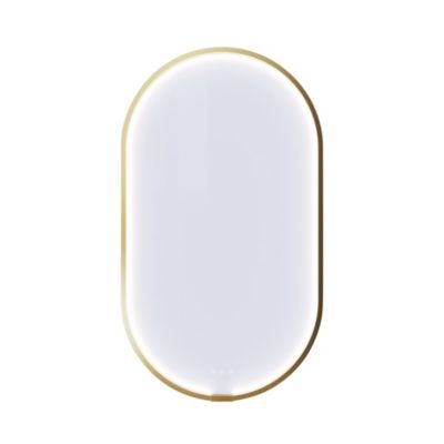 Dansani Rammespejl "Moon" 105x60 cm med børstet messingramme og integreret LED lys, der lyser op langs kanten.