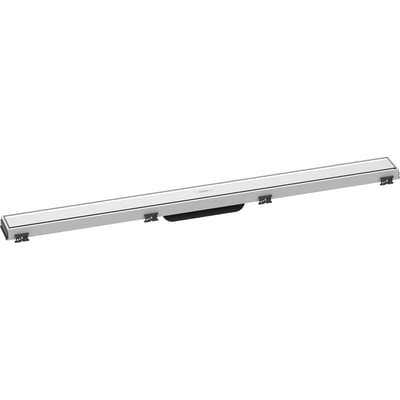 Hansgrohe RainDrain Match kappesæt til flisebruseafløb, 900 mm, med lang hvid afdækning og ramme.
