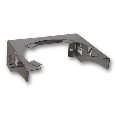 Detaljeret billede af et foldbart metalvægbeslag designet til Hydropure drikkevandsfilter, med synlige samlinger.