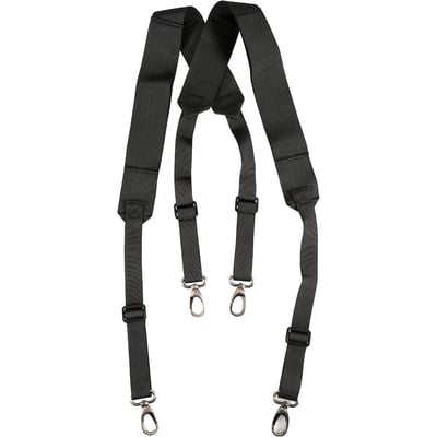 Detaljeret billede af Boisen Safety OX-ON skulderstrop Comfort til Comfort Air turboenhed, viser sorte justerbare stropper og metal kroge.