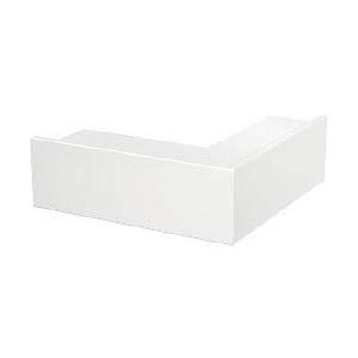 OBO Bettermann udvendigt hjørne til WDK-kanaler, 100x130 mm, i blank hvid RAL 9010, vist på hvid baggrund.