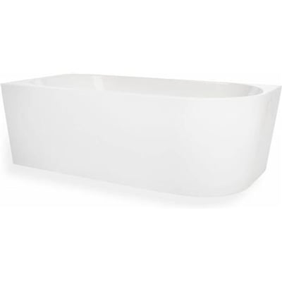 Moderne, mat hvidt badekar i akryl med 'Back To Wall' design, 1800mm længde og venstre model.