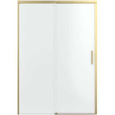 Strømberg Slide 22 skydedør til niche, 130 cm, venstrehængt med messingfarvet ramme og greb.