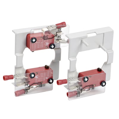 To Katko MTO Electric hjælpekontakter, type KU1V, med 1 Sl + 1 Br funktion, vist på en hvid baggrund.