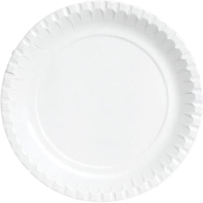 Antalis hvid paptallerken med en diameter på 23 cm og en bølget kant, perfekt til fester og arrangementer.
