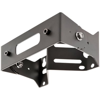 SG Armaturen Fevik vægbeslag i grafitstål med justerbar vinkel og monteringshuller, ideelt til udendørs facadebelysning.