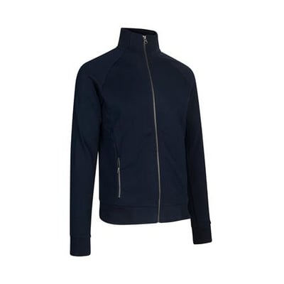 ID Identity navy cardigan i størrelse 3XL med lynlås og to sidelommer, vist på hvid baggrund.