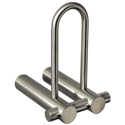 Cool Line reservepapirholder i børstet rustfrit stål med en mat overflade og praktisk bøjle, måler 62x78x94mm.
