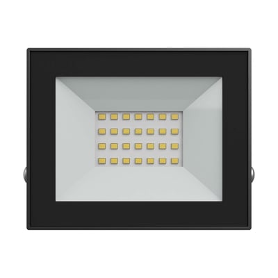 Sort SpectrumLED 20 W LED-projektør med synlige lysdioder og bred front, IP65 og neutralhvidt lys på 4000 K.