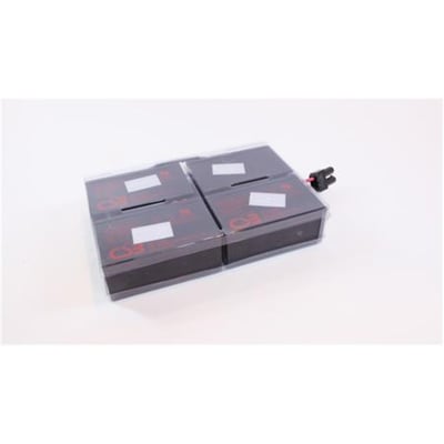 Eaton Easy Battery+ batteripakke EB004SP med fire 12 V-batterier, 9 Ah hver, og et tilslutningsstik.