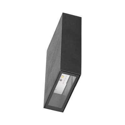 V-TAC LED væglampe udendørs i sort med glasfront, viser den moderne rektangulære form.