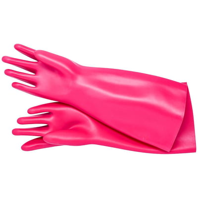 Knipex VDE elektrikerhandsker i pink, størrelse 10, fremstillet af isolerende gummi for op til 1000V.