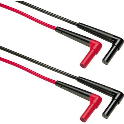 Fluke SureGrip Silikone Testledningssæt TL222 med retvinklede stik og 1,5 meter sort silikone kabel på hvid baggrund.