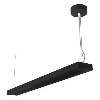 Sort, lineært LEDVANCE IndiviLED-armatur på ophæng med DALI-styring og nødbelysning, 1500 mm.
