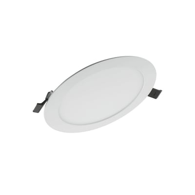 Ledvance Slim Value LED downlight i hvid aluminium med en udskæringsdiameter på 180 mm og en tykkelse på kun 23 mm.