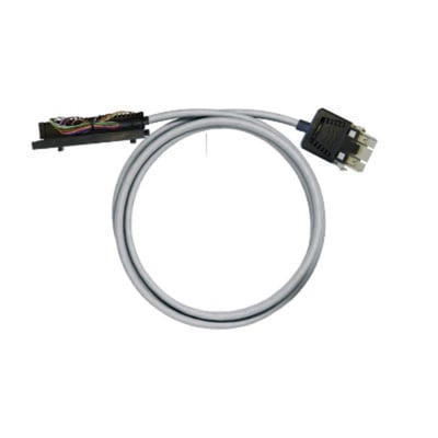 Weidmüller PLC-kabel til digitale signaler, 24-polet og 10 meter langt, oprullet med stik i begge ender.