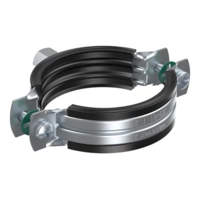 Detaljeret visning af Walraven 2S rørbøjlens elforzinkede overflade og indvendige EPDM-gummi, der beskytter røret.