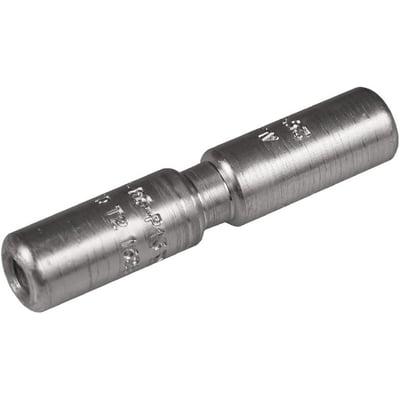 Nærbillede af Elpress AL-samlemuffe AS50, aluminiumsmateriale med fokus på den indgraverede tekst 'AL- 70/50-P20 100mm'.