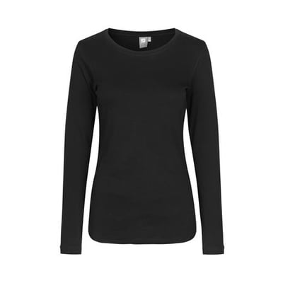 Sort langærmet dame T-shirt fra ID Identity i størrelse L, lavet i blød antipilling interlock kvalitet og let figursyet pasform.