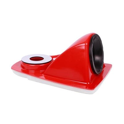 Homeduster støvskærm 40 i rød og hvid plast, designet til støvfri boring og nem fastgørelse med sugekraft.