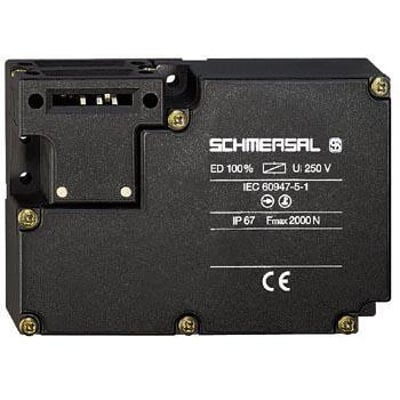 Schmersal nøgleafbryder AZM161SK12/12RK/024 med kunststof hus og 6 kontakter, måler 130x90x30mm.