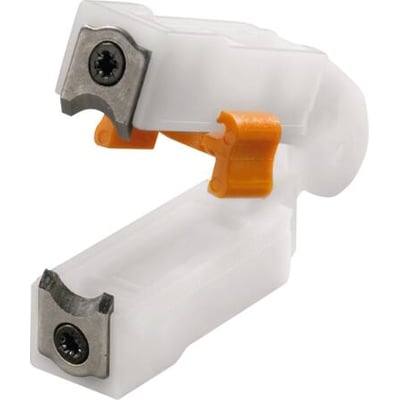 Weidmüller knivsæt til Stripax 16, med orange plastdetaljer og metal skær til afisolering af 6,0-16 mm² kabler.