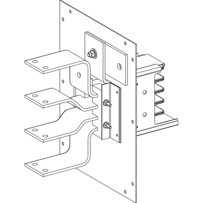 Schneider Electric KS tavletilslutning KSA1000AE4 med 3 isolerede udtag og monteringsplade, i hvid RAL 9001.