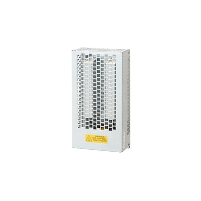 Siemens SINAMICS bremsemodstand, standalone, med R=75ohm og 375W nominel effekt, hvid metalkabinet med ventilationsåbninger og gul advarselsetiket.