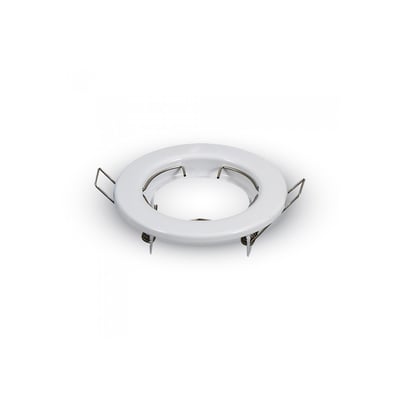 V-TAC downlight-kit til MR16 med rund, blank hvid indbygningsring og fjederclips, uden lyskilde.