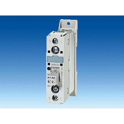 Siemens solid-state kontaktor 3RF2310-3AA02 med 10A, 24-230V driftsspænding og 24V DC styrespænding, vist frontalt.