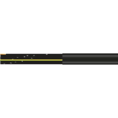 Fladkabel H05VVH6-F med 12 ledere på 0.75mm², sort PVC-kappe med gul/grøn leder.