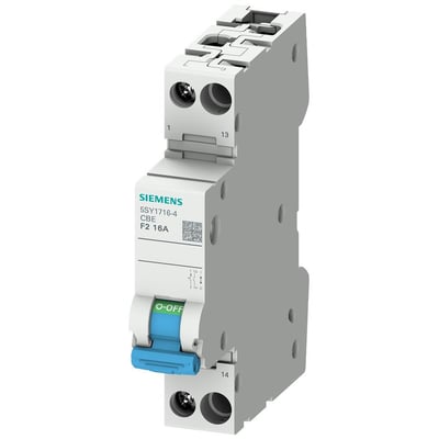 Siemens 5SY1704-4 automatsikring, 1-polet, 4A, 230V AC, med F2 karakteristik og 1 NO hjælpekontakt.