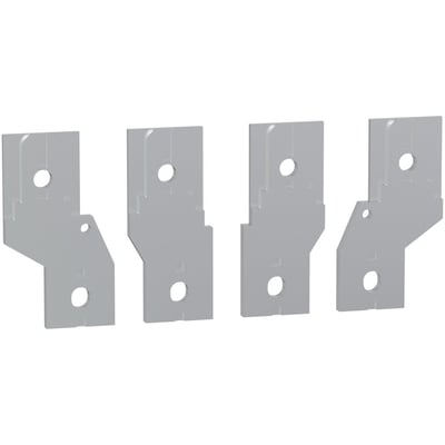 Schneider Electric spreder LA9G til 4-polet kontaktor, viser fire identiske metalforlængelser med runde monteringshuller.