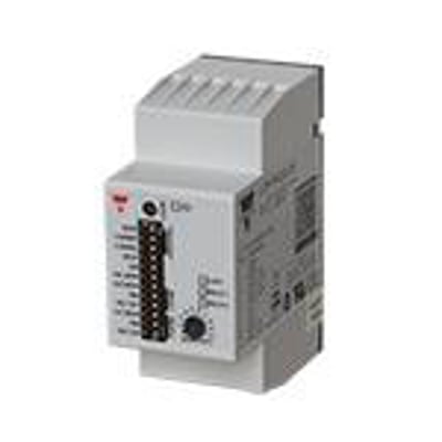 Carlo Gavazzi sløjfedetektor med én vejsløjfe og to relæudgange, set skråt forfra med synlige tilslutninger og betjeningsknapper.