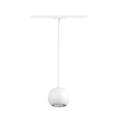 Detaljebillede af SLV LIGHT EYE 150 1F pendel, der viser den matte hvide finish og GU10 fatningen.