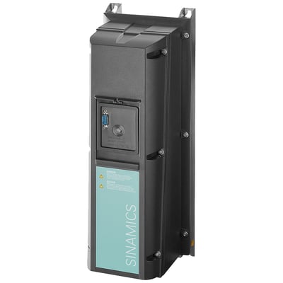 Siemens Sinamics G120P Power Modul PM230, et gråt elektrisk modul med integreret filter og IP55-klassificering.