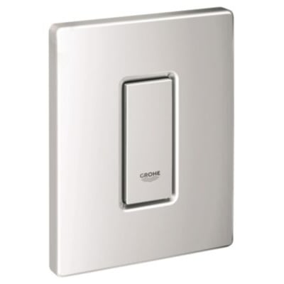 Grohe Cosmo betjeningsplade til urinal i krom finish, vist med et centralt trykfelt med Grohe logo.