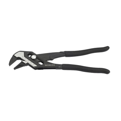 Ironside paralleltang til armaturer på 250 mm med sorte kæber, indstillingsknap og synlig gripviddeskala.