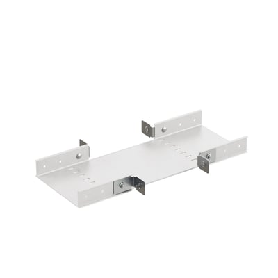 Detailbillede af samling mellem to Wibe Mita profilskinner 100x50 mm, forbundet med beslag og bolte.