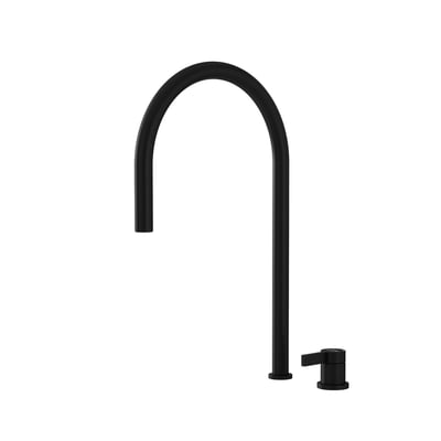 Lavabo Alkymist 787 RS køkkenarmatur med udtræk i matsort, med høj C-tud og separat 1-grebsbetjening.