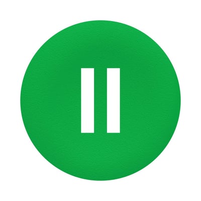 Schneider Electric løs grøn trykflade med hvidt "II" symbol til Ø30 mm flush trykknaphoveder.