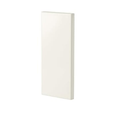 Lauritz Knudsen endestykke WGX-S ES i hvid RAL9010/60, 170x72 mm, vist lodret med let vinkel mod hvid baggrund.